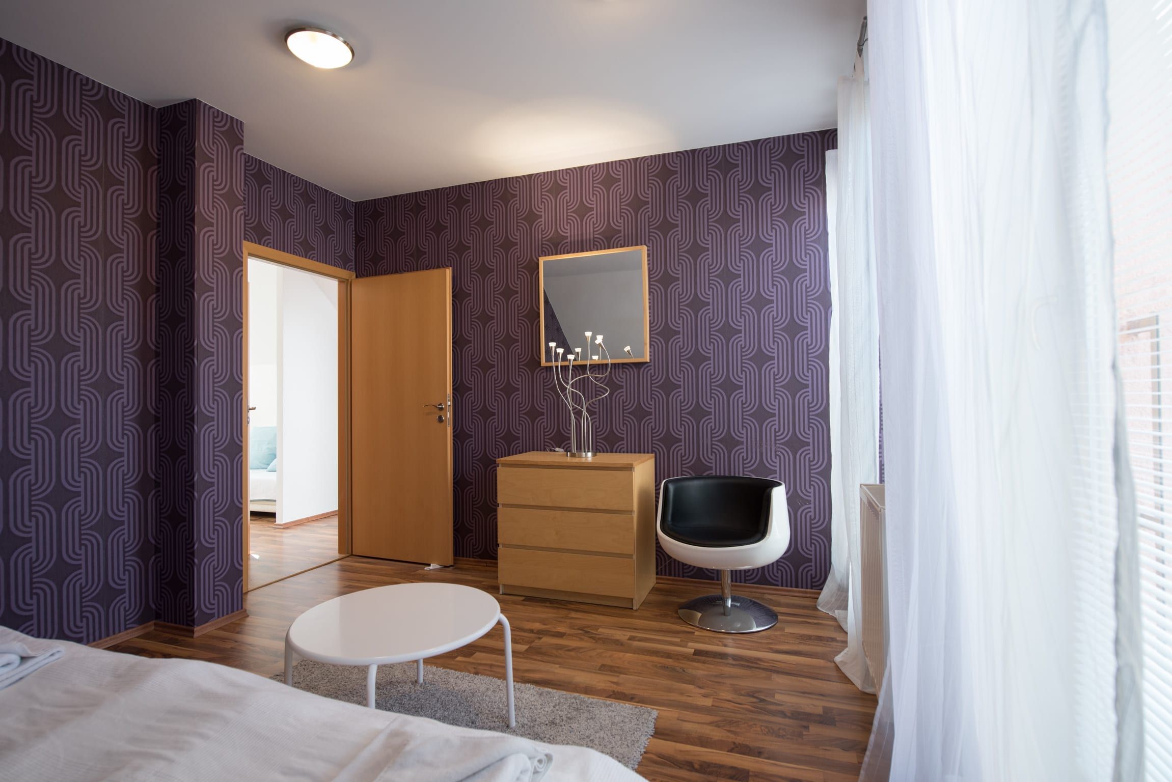 Obývací prostor podkrovního apartmánu